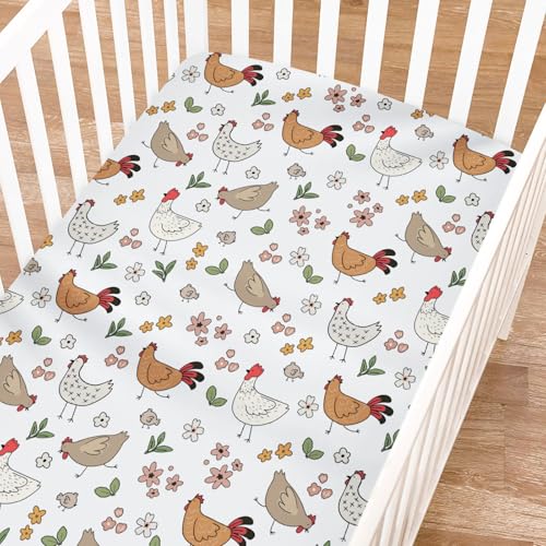 KASTLEE Cute Chicken Floral Fitted Crib Sheets