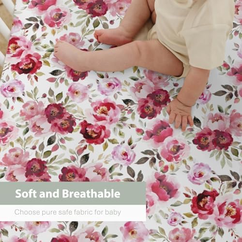 Pink Peonies Baby Crib Sheets 52x28 Inch