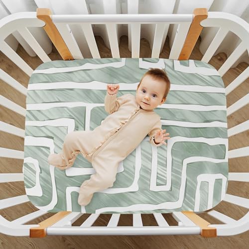 ALAZA Labyrinth Boho Green Crib Sheets for Girls and Boys