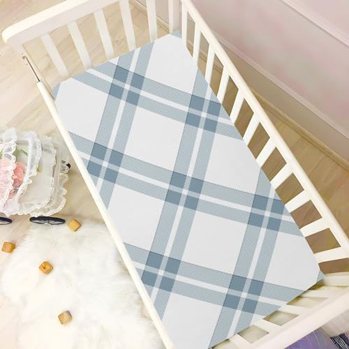 KICPOAY Scotland Plaid White Crib Sheets for Baby Toddler