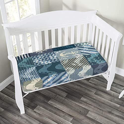 XISUNYA Nautical Wave Crib Fitted Sheet Set