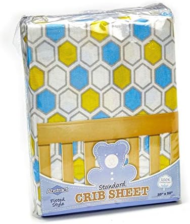 Abstract Cotton Crib Sheet - Ultra Soft 28x52 Blue Honeycomb