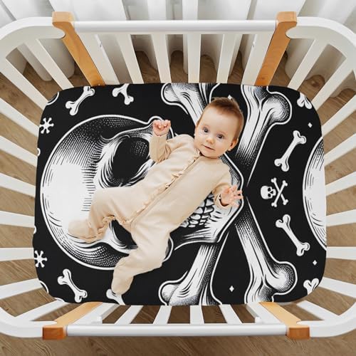 ALAZA Skull Skeleton Crib Sheet for Baby Girls and Boys