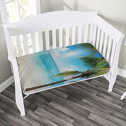 XISUNYA 28x52 Aqua Coconut Green Crib Sheet Set
