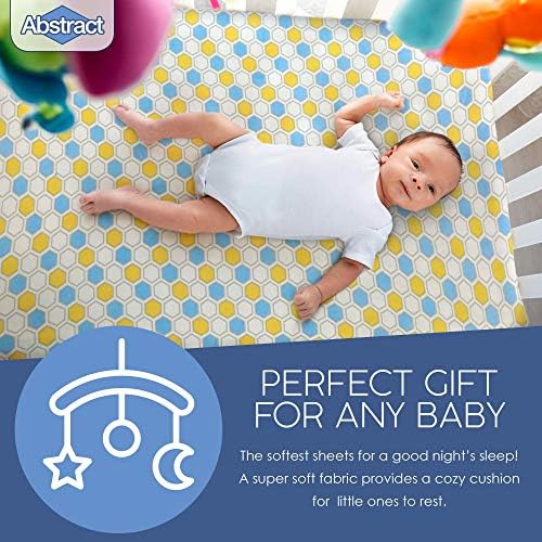 Abstract Cotton Crib Sheet - Ultra Soft 28x52 Blue Honeycomb