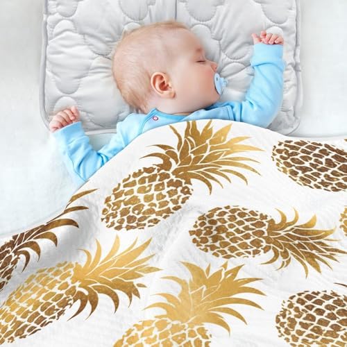 AMmao Baby Blanket 30X40 Inch Gold Pineapple Pattern