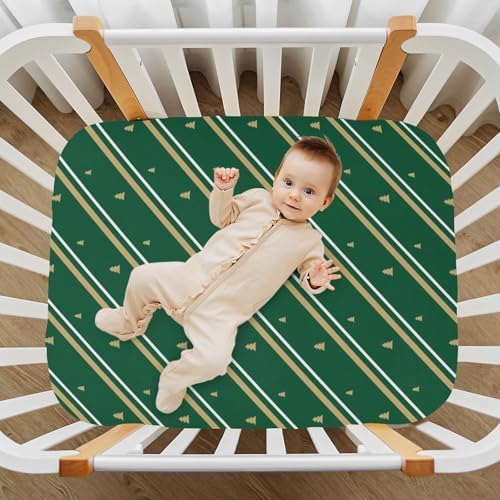 KICPOAY Christmas Striped Crib Sheets for Baby 1