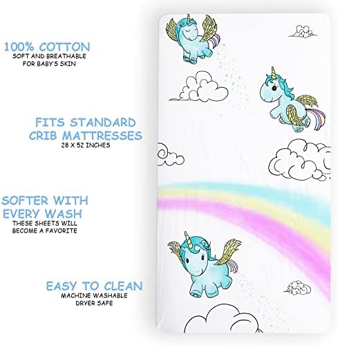 JumpOff Jo Fitted Crib Sheet - Unicorn Pixie Dust 28x52
