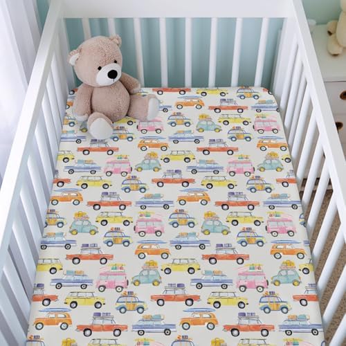 KASTLEE Colorful Classic Car Crib Sheets 52x28