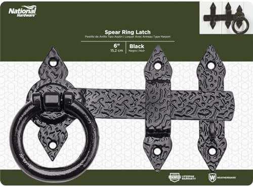National Hardware 8 Black Steel Gate Latch - Traditional Style