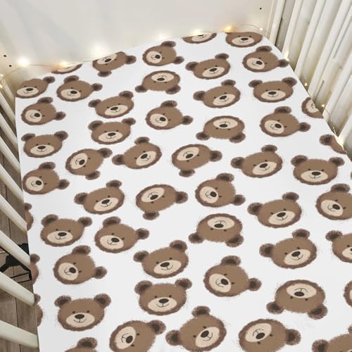 Neutral Boho Bears Crib Sheets 52x28inch