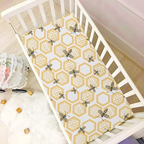 KICPOAY Honeybee Crib Sheets Stretchy Playard Sheets for Baby