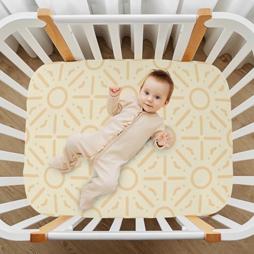 KICPOAY Geometric Yellow Crib Sheet for Baby Toddler