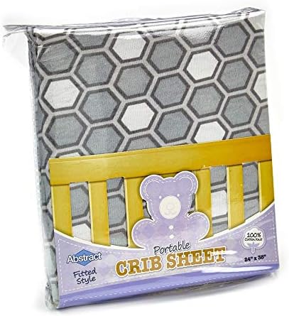 Abstract Mini Crib Cotton Sheets - Gray Honeycomb