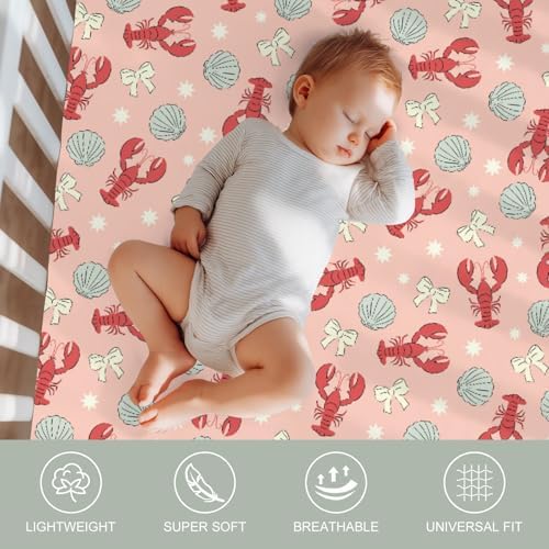 Red Coastal Lobsters Crib Sheets 2 Pack