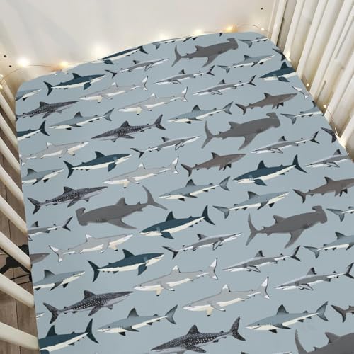 Sharks Boho Baby Crib Sheets 52x28 Fitted Mattress Cover