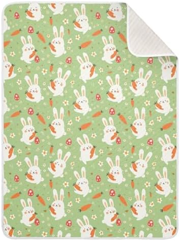 Sanluoli Green Cute Rabbits Baby Swaddling Blanket