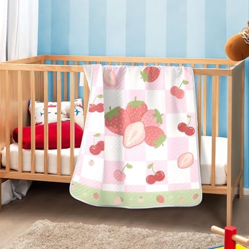 Sanluoli Baby Swaddle Blanket 30x40in Cartoon Cute Strawberries