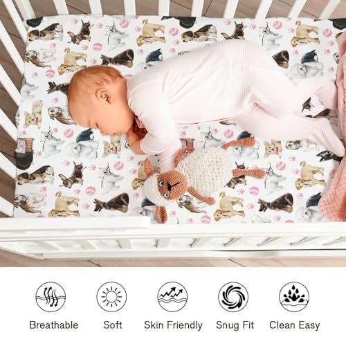 Cute Dogs Fitted Crib Sheet 52x28 Inch