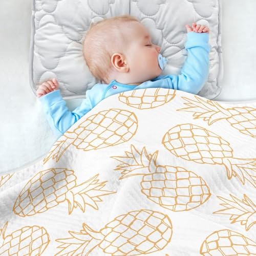 KICPOAY White Elegant Pineapple Baby Swaddle Blanket