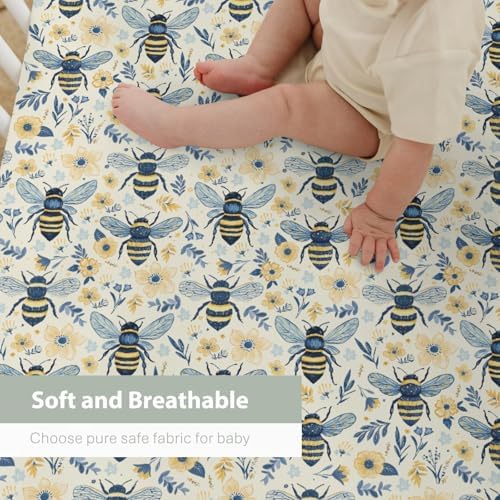 Vintage Bees Wildflowers Crib Sheets 52x28 1