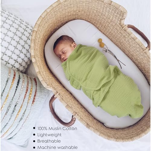 Dormlony Organic Muslin Swaddles 3-Pack for Newborn Babies