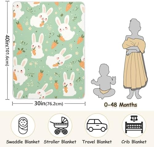 Sanluoli Baby Girl Swaddle Blanket with Cute Green Rabbits