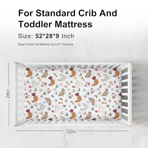 KASTLEE Cute Chicken Floral Fitted Crib Sheets