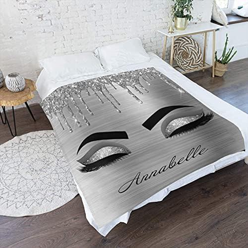 Custom Glitter Eyelash Print Baby Blanket with Name
