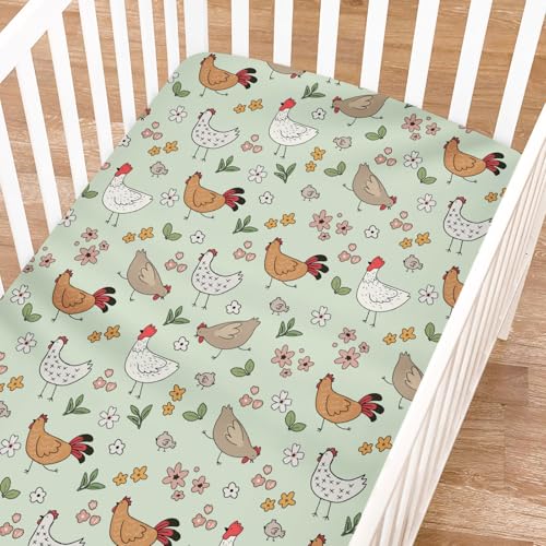 KASTLEE Cute Chicken Floral Baby Crib Sheet 52x28
