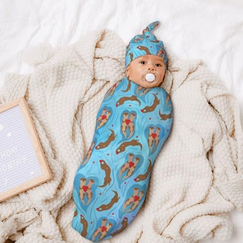 MEIMLY Preemie Swaddle Blanket with Hat Set