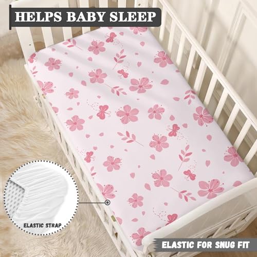 Cherry Blossom Pink Fitted Crib Sheet 28x52