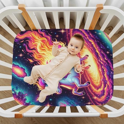 Ultra Soft Unicorn in Space Crib Sheet for Boys