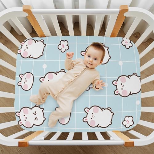 KICPOAY Crib Sheets with Bunny Flower Pattern