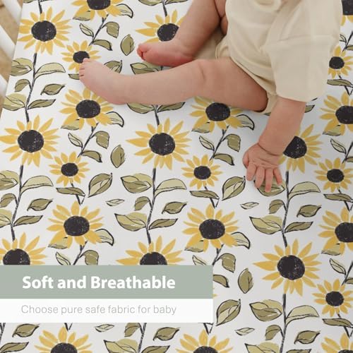 Yellow Sunflowers Watercolor Crib Sheets 52x28