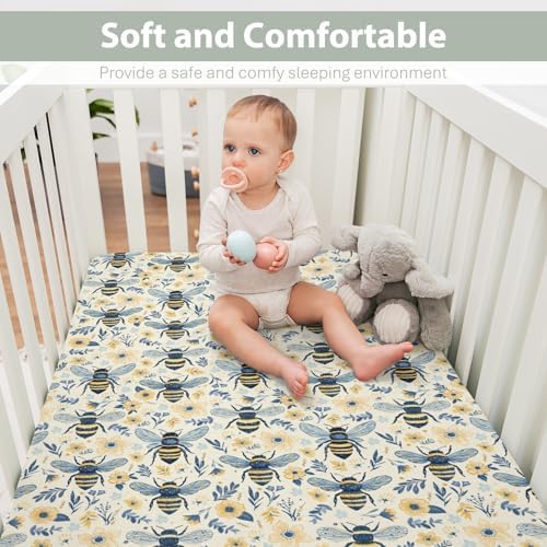 Vintage Bees Wildflowers Crib Sheets 52x28 1