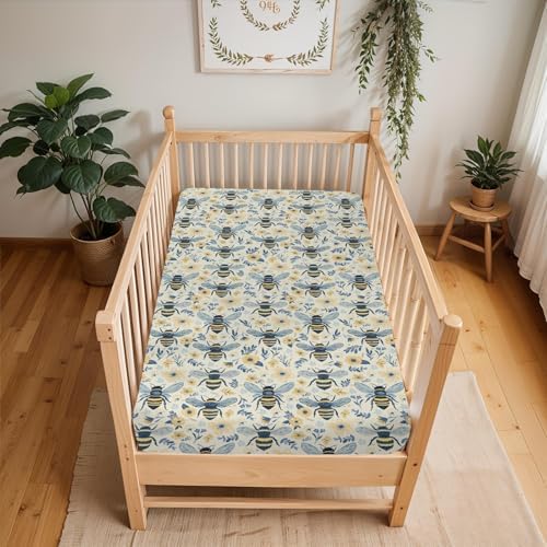 Vintage Bees Wildflowers Crib Sheets 52x28 1