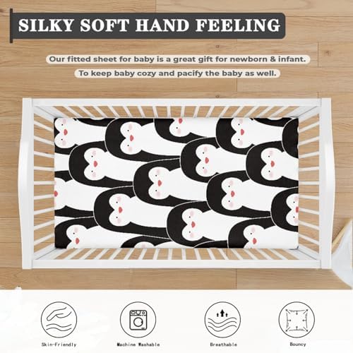 Winpema Penguin Cartoon Crib Sheet 28x52