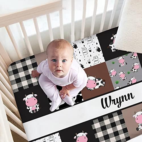 Personalized Cute Cow Crib Sheets for Boys Girls