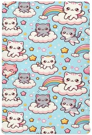 ALAZA Cute Cats Rainbow Crib Sheet for Baby