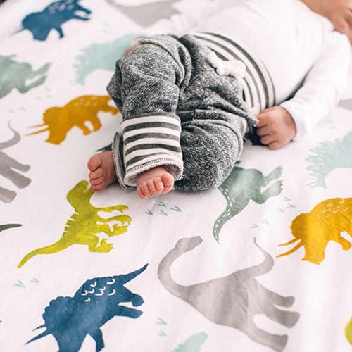 Little Unicorn Premium Crib Sheet Set Dino Friends Pattern