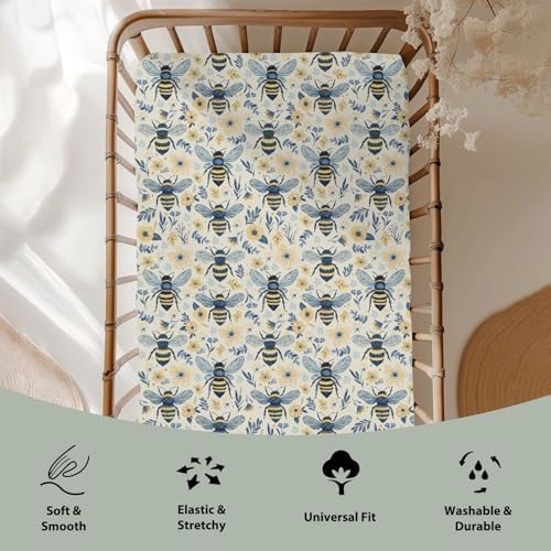 Vintage Bees Wildflowers Crib Sheets 52x28 1