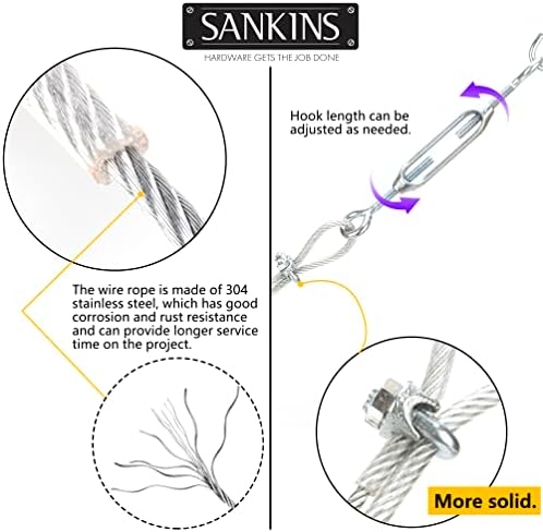 SANKINS Anti-Sag Gate Cable Kit for Wooden Fence 1 Pack