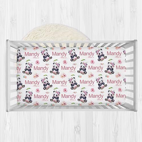 Personalized Panda Bear Crib Sheets for Girls