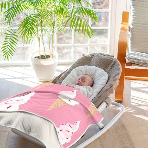 Sanluoli Baby Girl Blanket 30x40in Yummy Ice Cream Peach