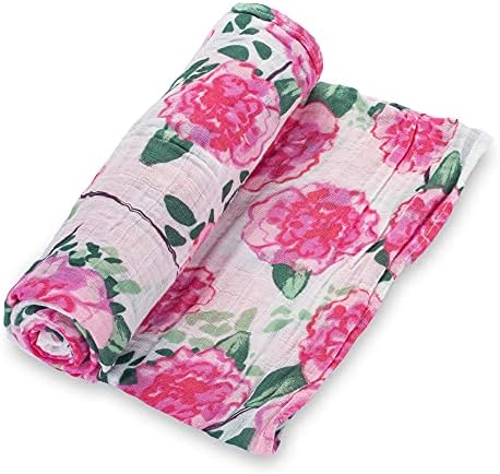LollyBanks Peony Print Swaddle Blanket for Newborns