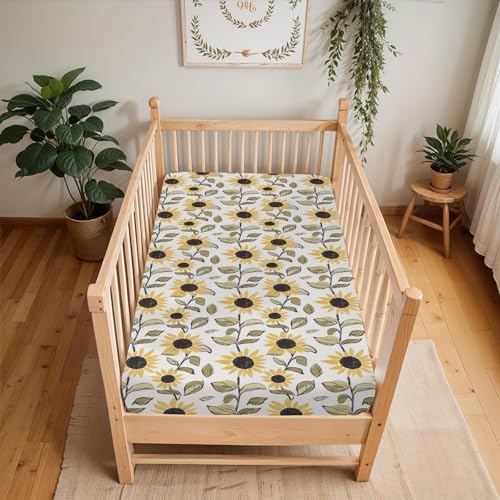 Yellow Sunflowers Watercolor Crib Sheets 52x28