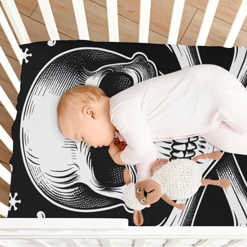 ALAZA Skull Skeleton Crib Sheet for Baby Girls and Boys