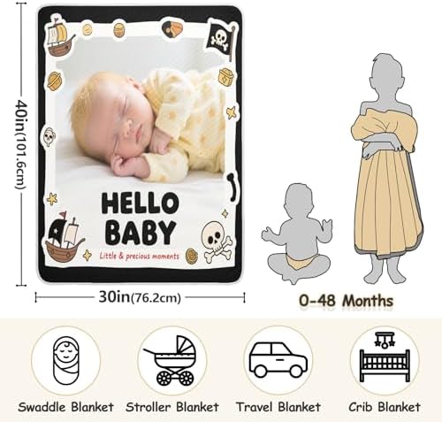 Custom Cute Baby Photo Pirate Boat Blanket 30x40in