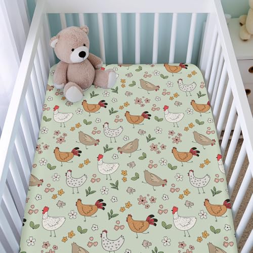 KASTLEE Cute Chicken Floral Baby Crib Sheet 52x28